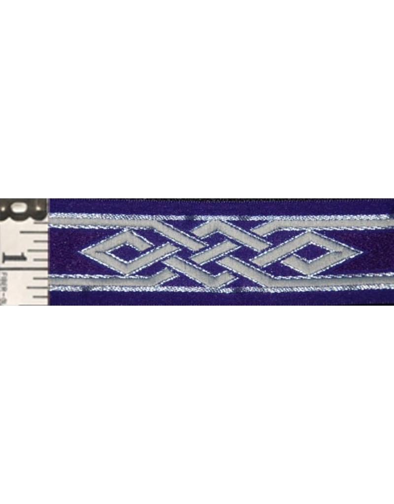 Cloakmakers.com Mongolian Celtic Knot Trim, Silver/Grey on Purple