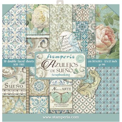 Stamperia Double-Sided Paper Pad 12X12 - Azulejos Stamperia Double-Sided Paper Pad 12X12 - Azulejos