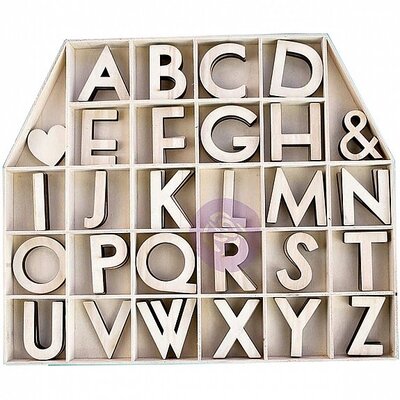 Prima Marketing Laser-Cut Wood Alphas In A Shaped Box-House (letters & shapes) Prima Marketing Laser-Cut Wood Alphas In A Shaped Box-House (letters & shapes)