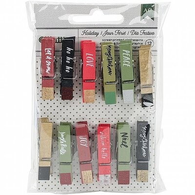 American Crafts Whittles Christmas Clothespins (phrases) American Crafts Whittles Christmas Clothespins (phrases)