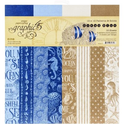 Graphic 45 Patterns & Solids Paper Pad 12x12 (ocean blue) Graphic 45 Patterns & Solids Paper Pad 12x12 (ocean blue)