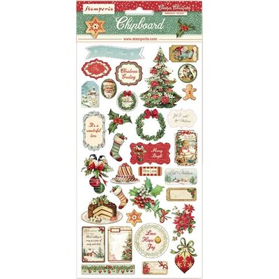 Stamperia Intl Classic Christmas - Adhesive Chipboard X12 Stamperia Intl Classic Christmas - Adhesive Chipboard X12