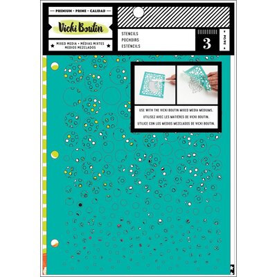 American Crafts Vicki Boutin Mixed Media Stencils 3/Pkg - Kaleidoscope American Crafts Vicki Boutin Mixed Media Stencils 3/Pkg - Kaleidoscope