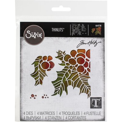 Tim Holtz - Sizzix Thinlits Dies By Tim Holtz 4/Pkg-Holly Pieces Tim Holtz - Sizzix Thinlits Dies By Tim Holtz 4/Pkg-Holly Pieces