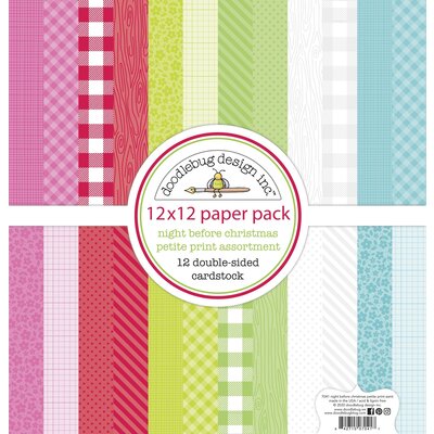Doodlebug Petite Prints Double-Sided Cardstock 12X12 12/Pk-Night Before Christmas, 12 Designs/1 Ea Doodlebug Petite Prints Double-Sided Cardstock 12X12 12/Pk-Night Before Christmas, 12 Designs/1 Ea