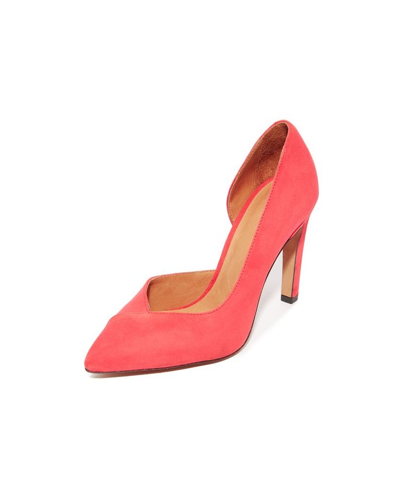 coral suede heels