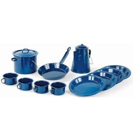 WORLD FAMOUS Camping Cookware Set 13 Piece Blue Enamel World Famous