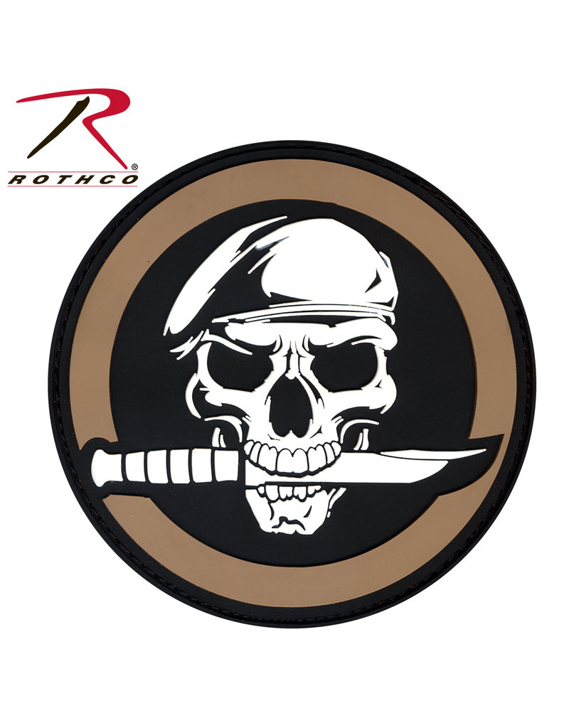 ROTHCO Patch Skull Knife Coyote PVC Velcro