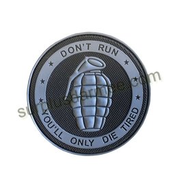 SHADOW ELITE Patch PVC Velcro Don't Run Grenade Grey