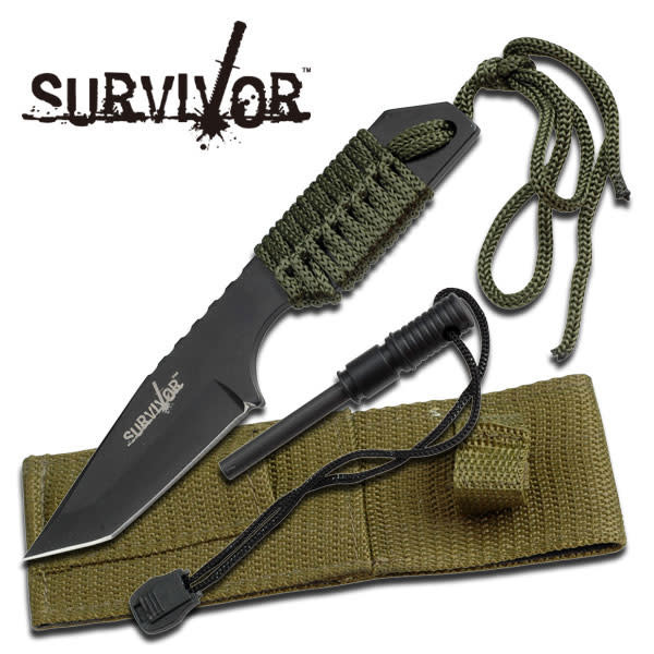 Couteau Survie Avec Allume-Feux et Paracorde Survivor HK-106320