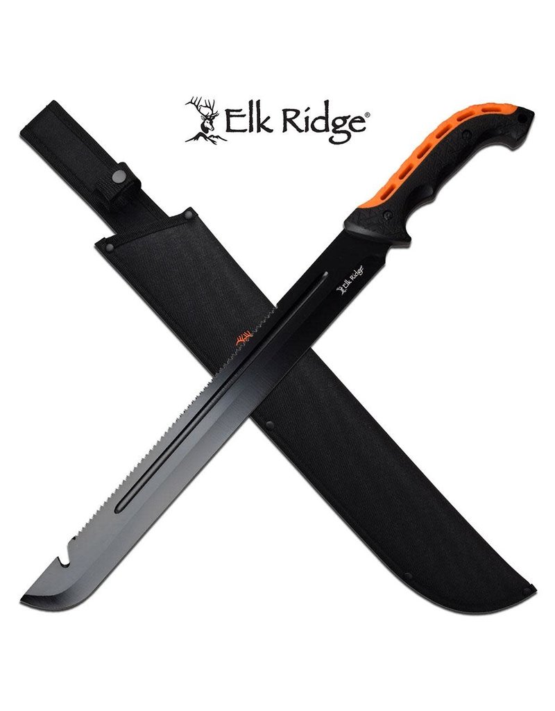 ELK RIDGE 23.5 "Black Orange Serrated Machete ELK RIDGE