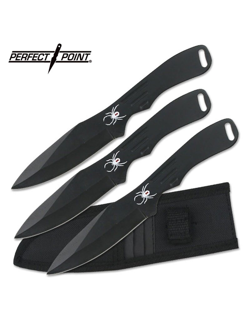 PERFECT-POINT Couteau De Lancer Perfect Point Spider Black Set de 3