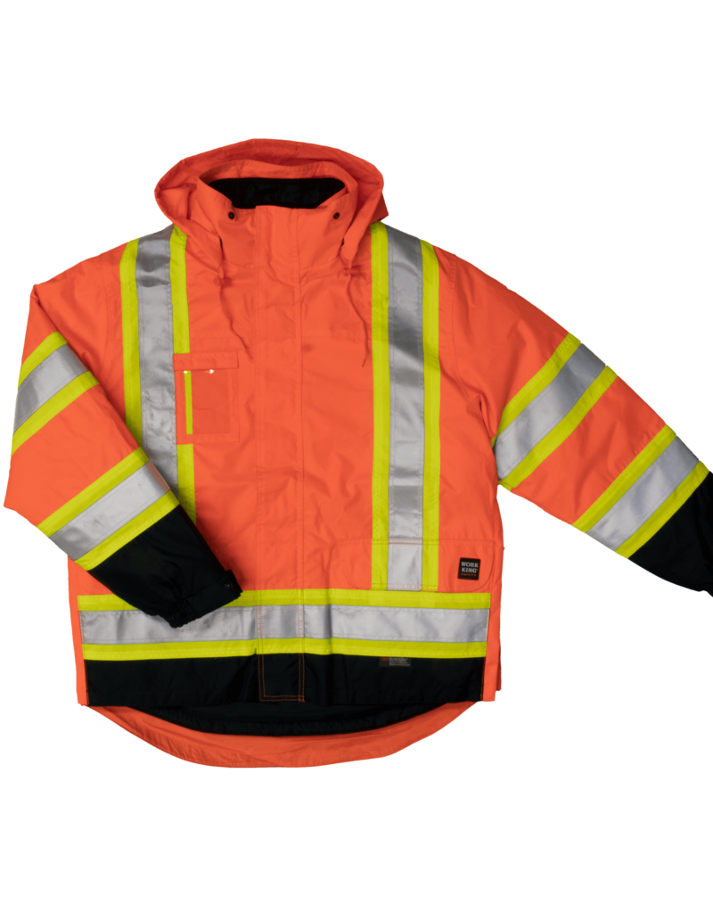 Fluorescent Reflective Work Winter Coat 5 in 1 Tough Duck - Army