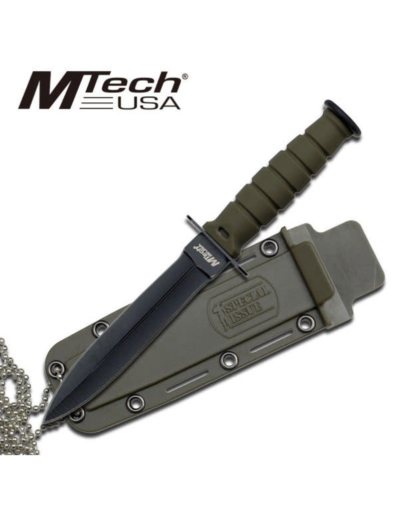 M-TECH Couteau Mini Tactical Lame Fixe Chaîne de cou