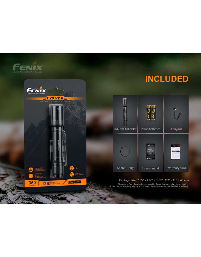 FENIX Lampe de Poche Tactique 350 Lumens E-20 V2.0 Fenix