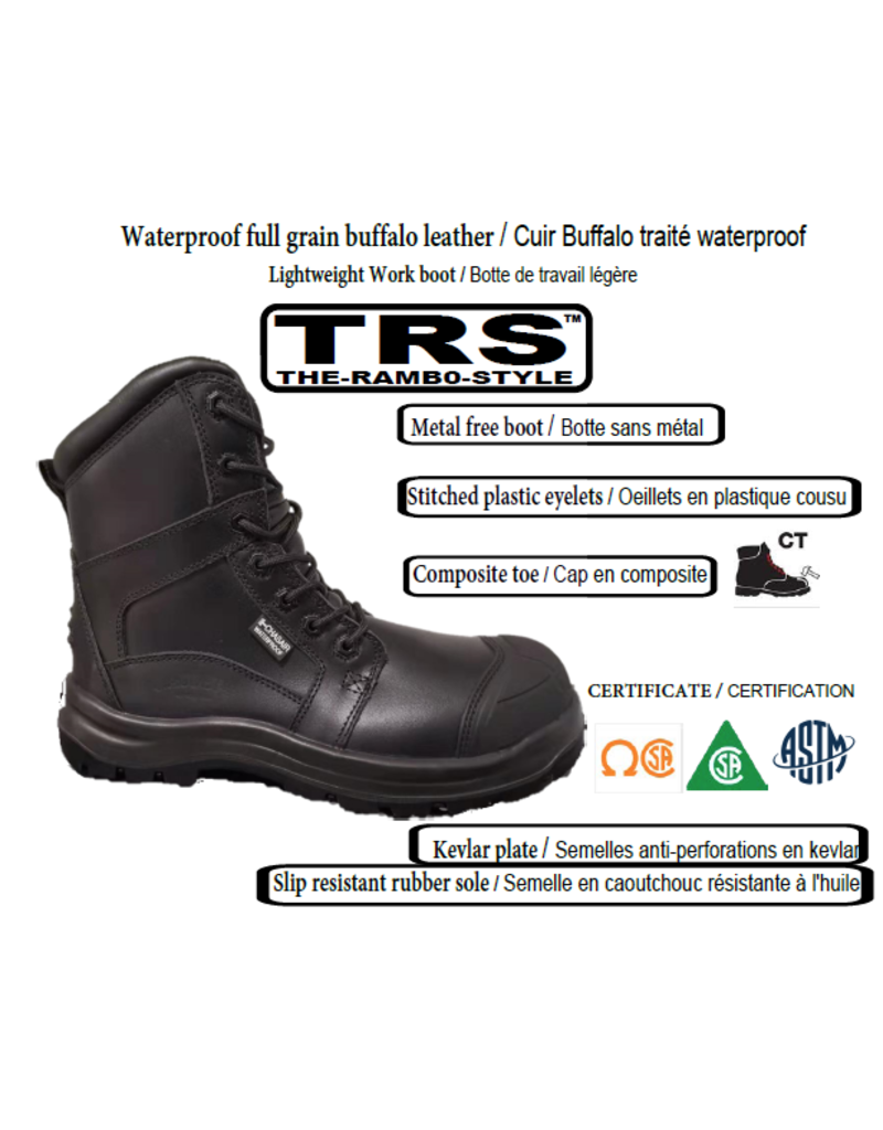 J.AUDET.JR J. Audet Black TRS Waterproof Work Boot