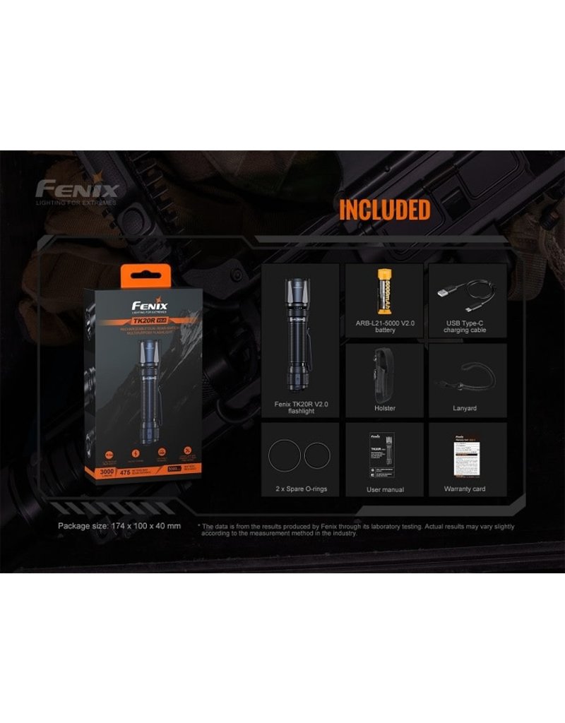 FENIX Lampe Tactical 3000 Lumens rechargeable Tactique Fenix TK20R-V2.0