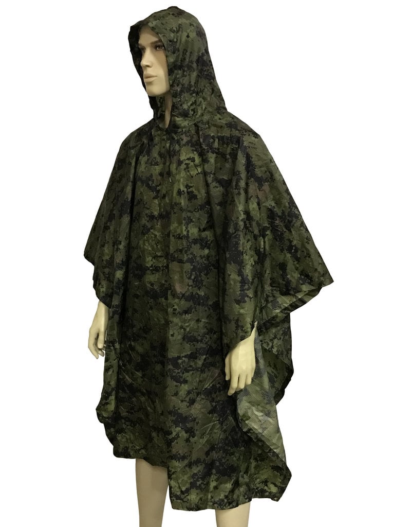MILCOT MILITARY Military Style Camouflage Poncho Digi-Green MILCOT