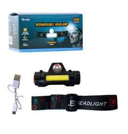 OLYMPIA Olympia 200 Lumens LED + COB USB Rechargeable Headlamp