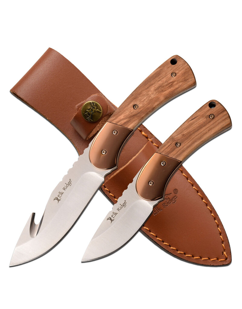 ELK RIDGE Elk Ridge 2 Blade Fixed Wood Hunting Knife