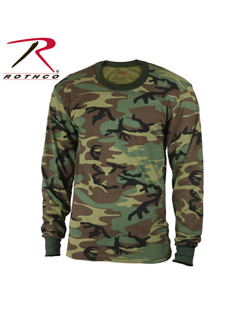 T-shirt Manches Longues Camouflage Homme - Coton Mélangé - Coupe Droite - Taille S à 6XL