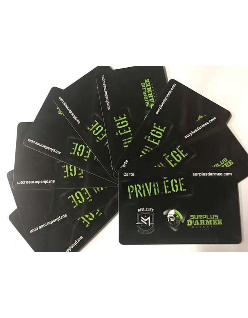 MILCOT MILITARY Privilege Gift Card Army Surplus General Military Quebec