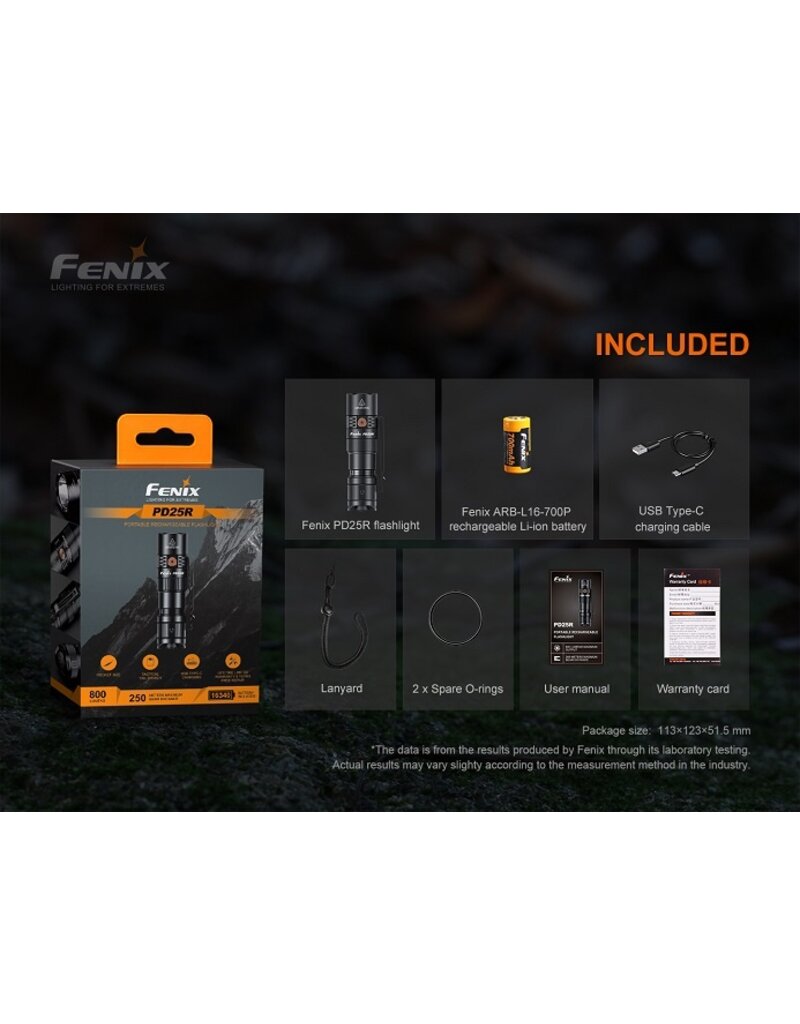 FENIX Flashlight Tactical 550 Lumens PD25 Fenix