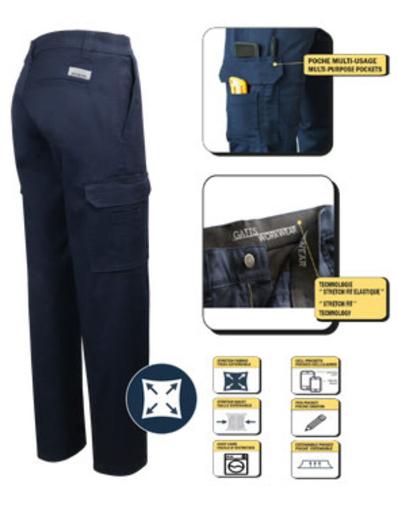 GATTS Pantalon D'hiver Cargo Doublé Extensible Polar de travail Gatts