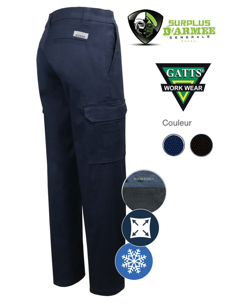 GATTS Pantalon D'hiver Cargo Doublé Extensible Polar de travail Gatts