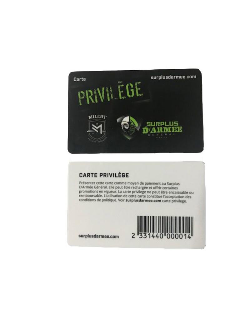 MILCOT MILITARY Privilege Gift Card Army Surplus General Military Quebec