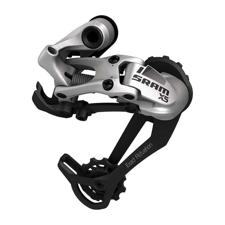 Sram X5 Rear derailleur, 9 speed, medium cage, silver.