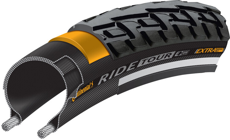 CONTINENTAL Pneu Ride Tour, 700 X 42 tringle en acier, noir