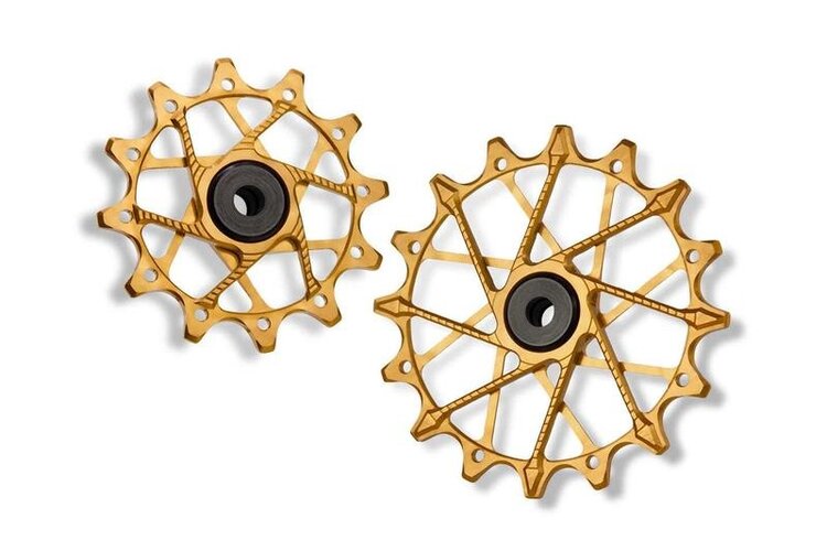 Garbaruk Derailleur Pulleys, 12/16T, SRAM 11/12 Speed (for use with Garbaruk Cage), Gold