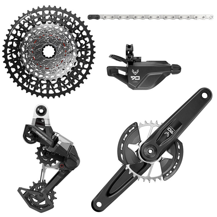 Sram Groupe complet Eagle 90 T-Type, manivelles 170mm, 32t plateau, levier de vitesse, cassette 10-52t, Dérailleur arr. et chaine.
