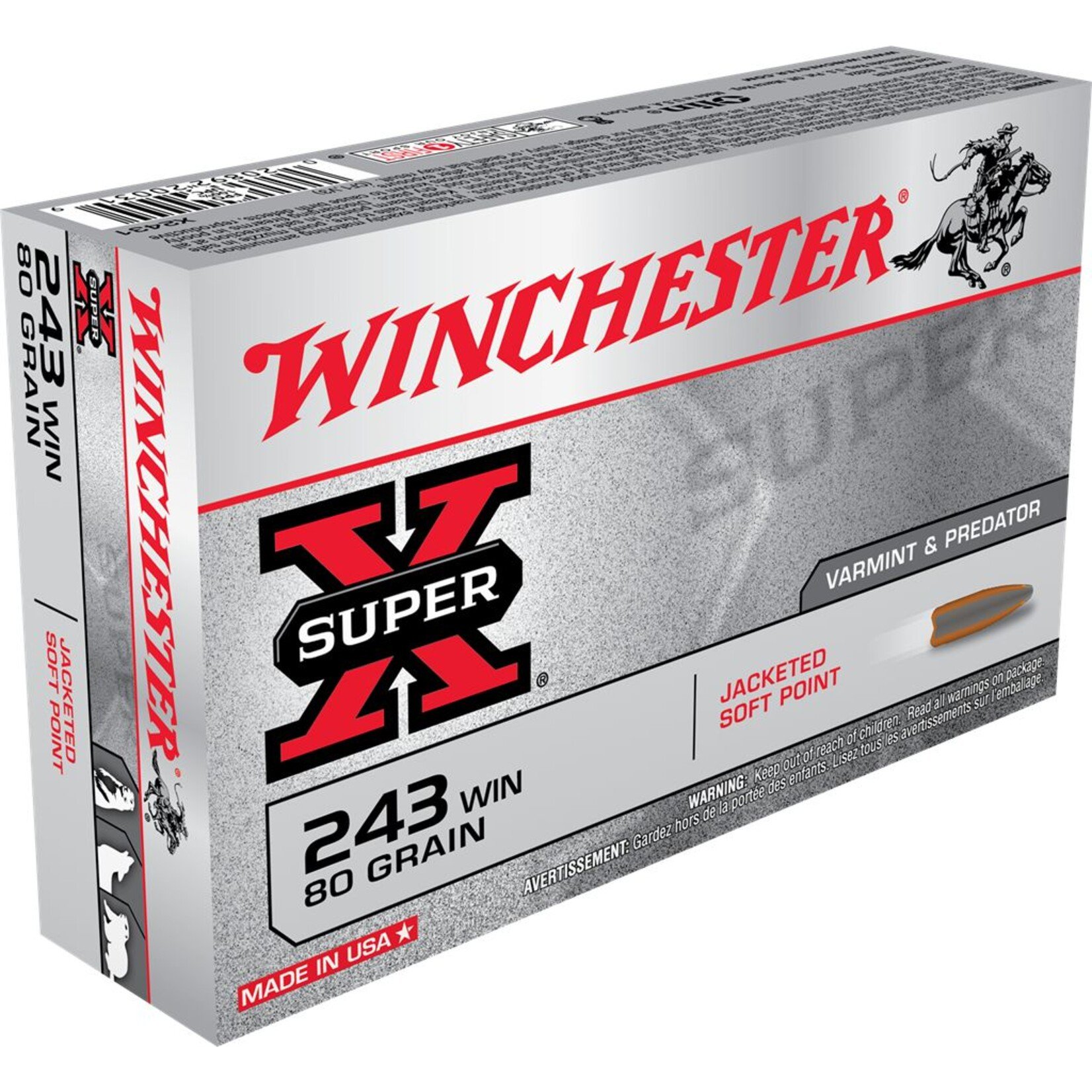 Winchester Winchester 243 Win 80gr JSP (X2431)