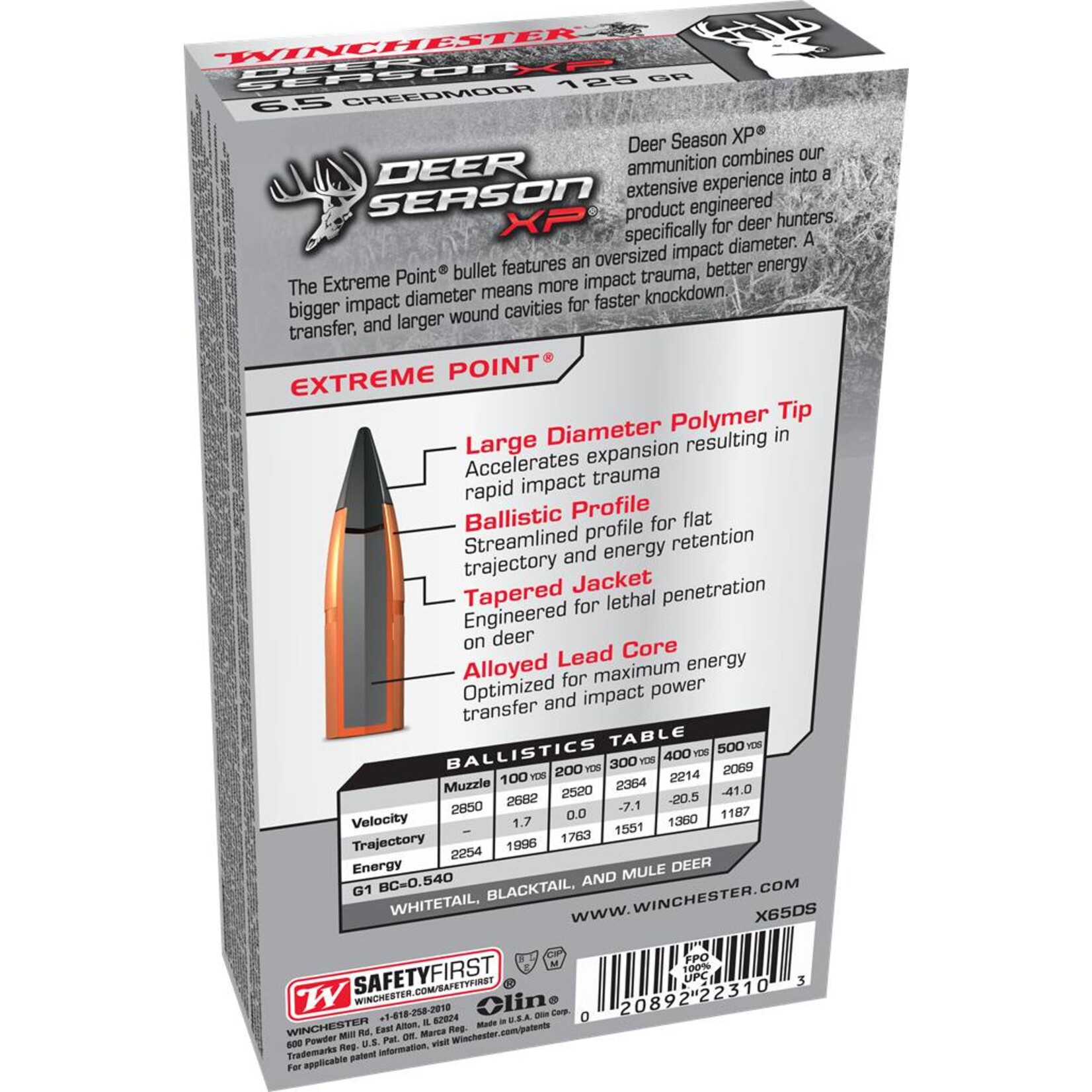 Winchester Deer Season  XP 6.5 Creedmoor 125gr (X65DS)