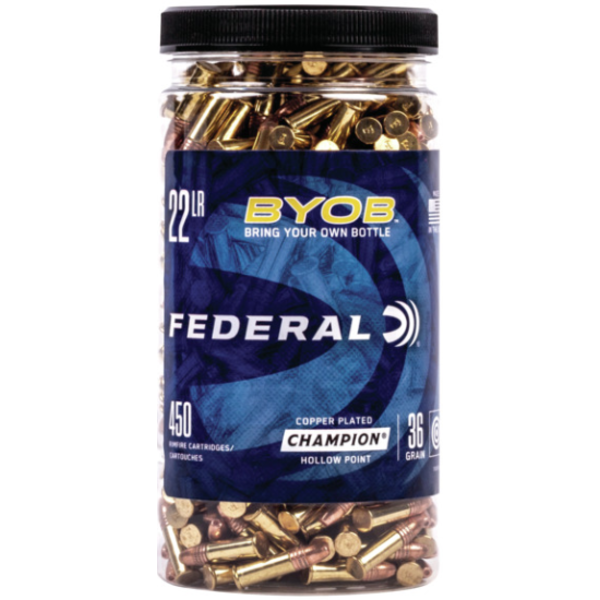 Federal BYOB 22 LR 36gr CPHP Ammo 450rd/bottle (750BTL450) — Eagle Firearms