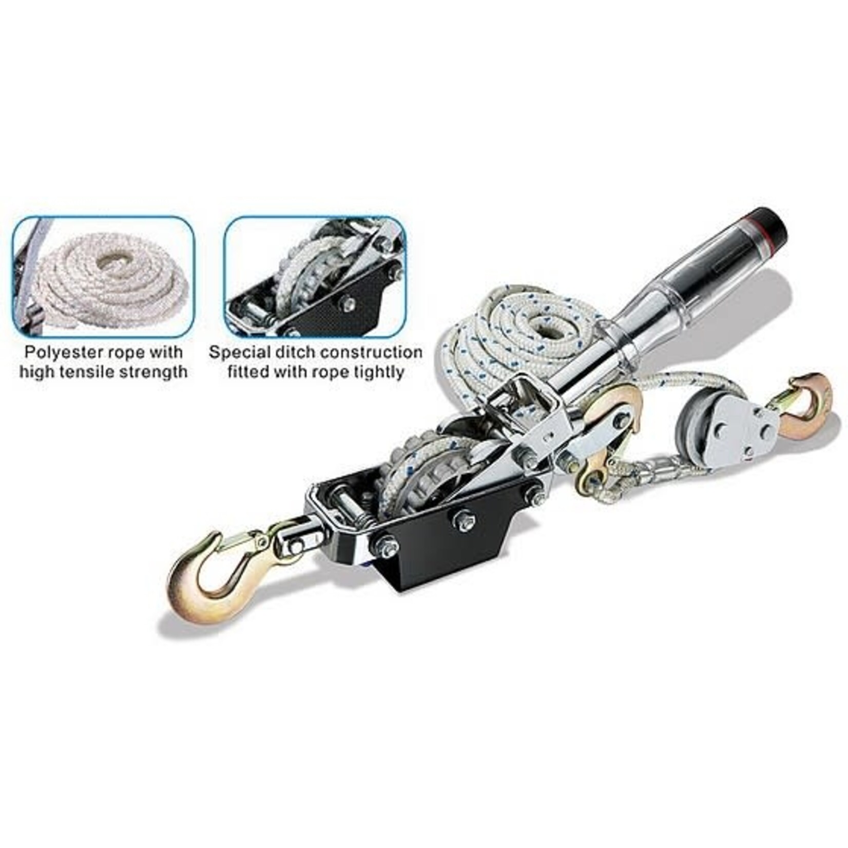 Jun Kaung 1 Ton Double Gear Puller 6Mx10mm Poly Rope (HPR-302-2)