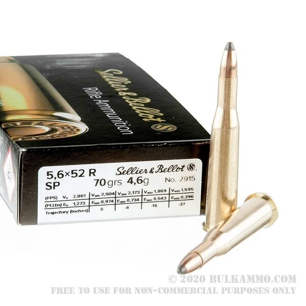Sellier & Bellot 22 Hi-Power / 5.6 x 52R 70gr SP (330410) — Eagle Firearms