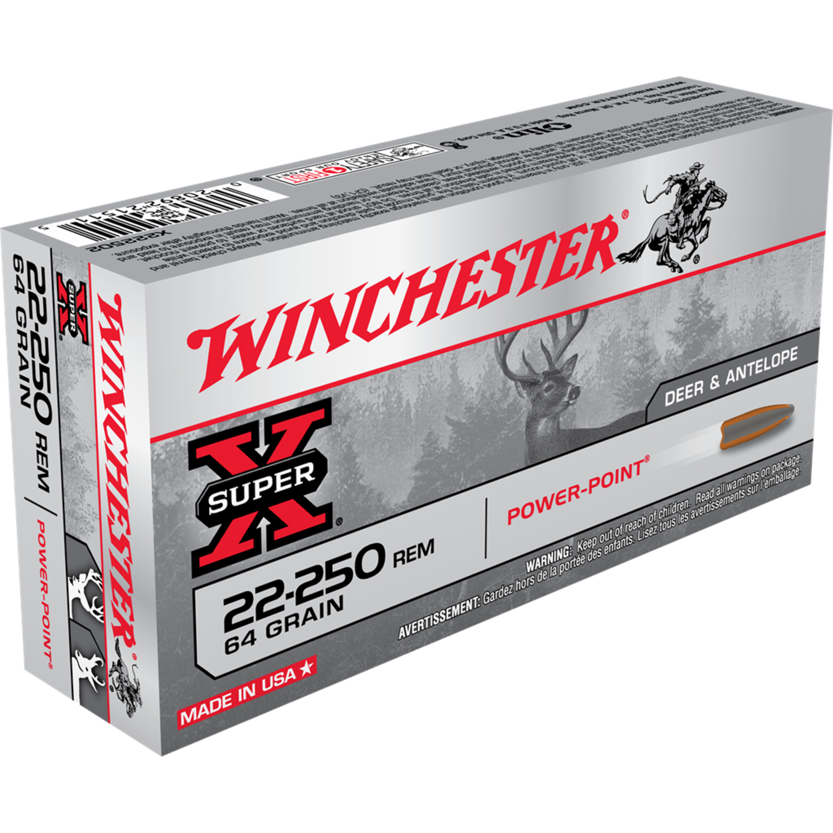 Winchester Winchester 22-250 Rem 64 Gr Power Point (X222502)