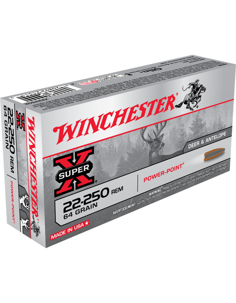 Winchester 22-250 Rem 64 Gr Power Point (X222502)