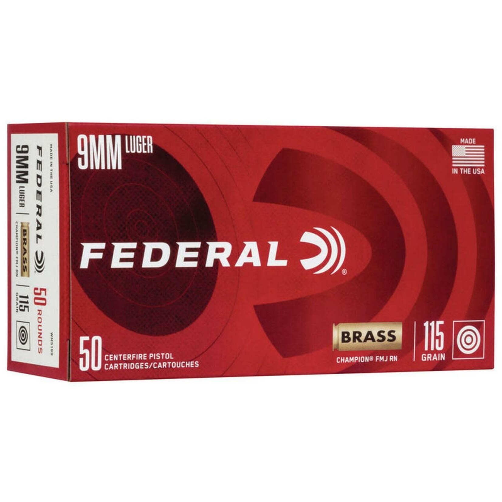 Federal Federal 9mm Luger 115gr FMJ RN, 50rnds