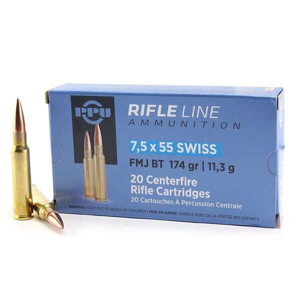 PPU Rifle Line 7.5x55 Swiss 174gr FMJ BT (PP7SF) — Eagle Firearms