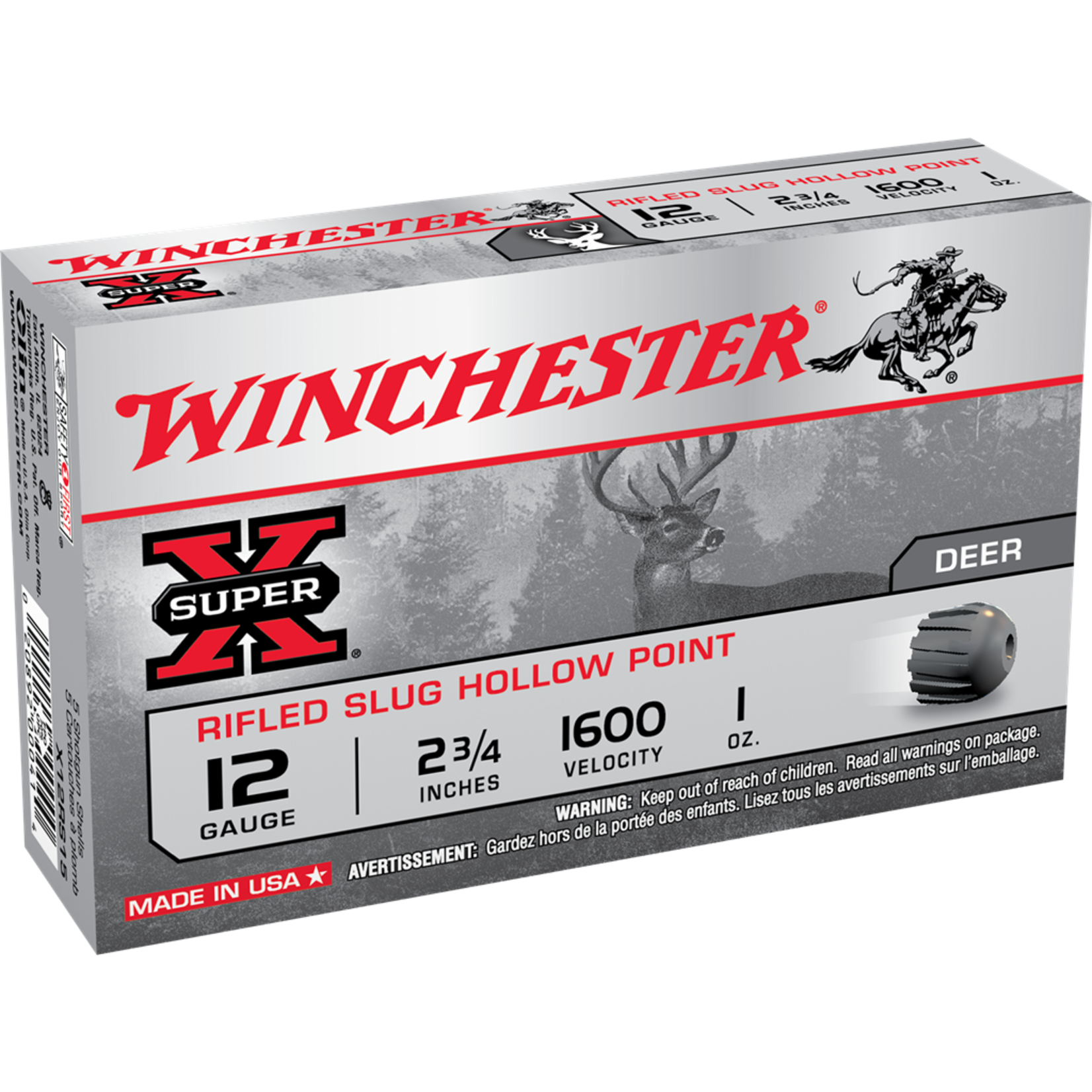 Winchester Winchester 12ga 2.75", 1oz Slug 5rd (X12RS15)