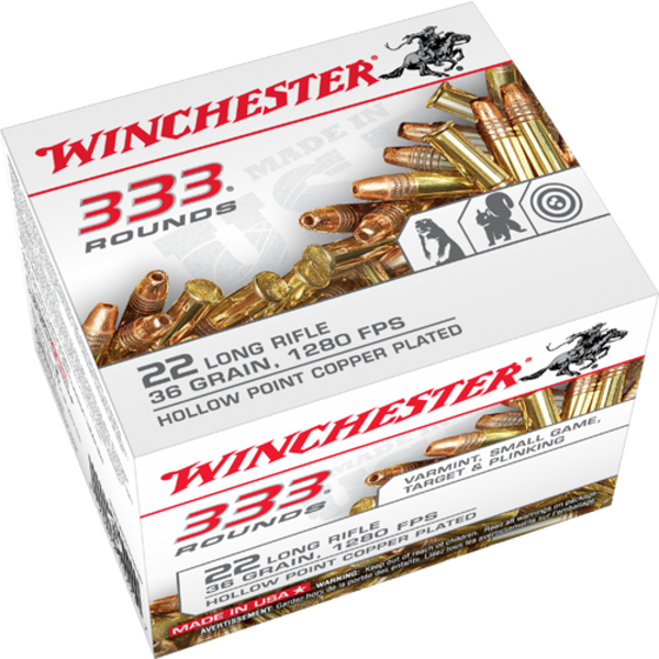 Winchester 333 Pack 22 LR 36gr Copperplated Hollow Point 333rd box (22LR333HP) — Eagle Firearms