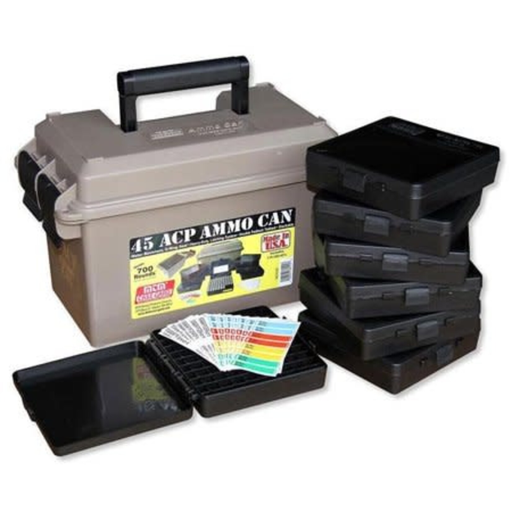 MTM MTM 45 ACP Ammo Can FDE w/ 7 P100-45 (ACC45)