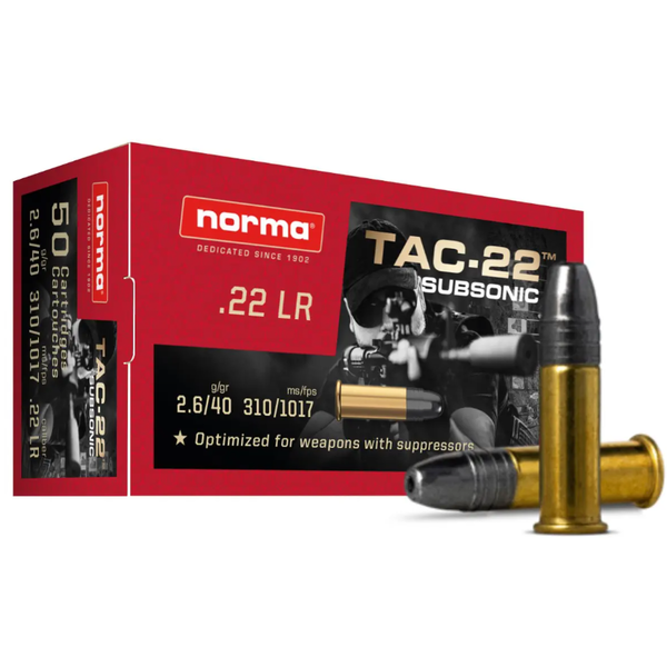 Norma TAC-22 Subsonic 22LR 40gr LHP 50rds (2425080) — Eagle Firearms