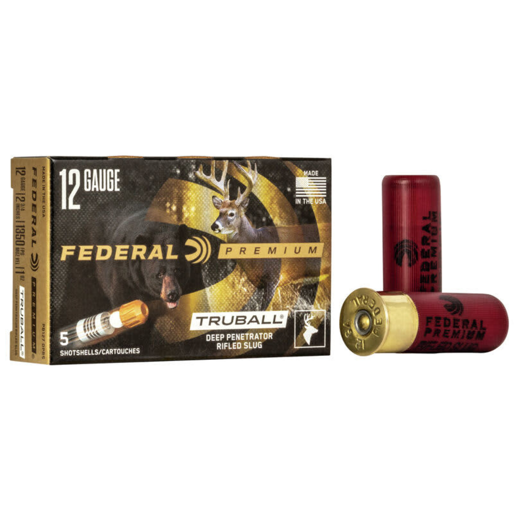 Federal Federal Premium 12ga 2 3/4" 1oz TruBall Rifled Slugs 5rds (PB127DPRS)