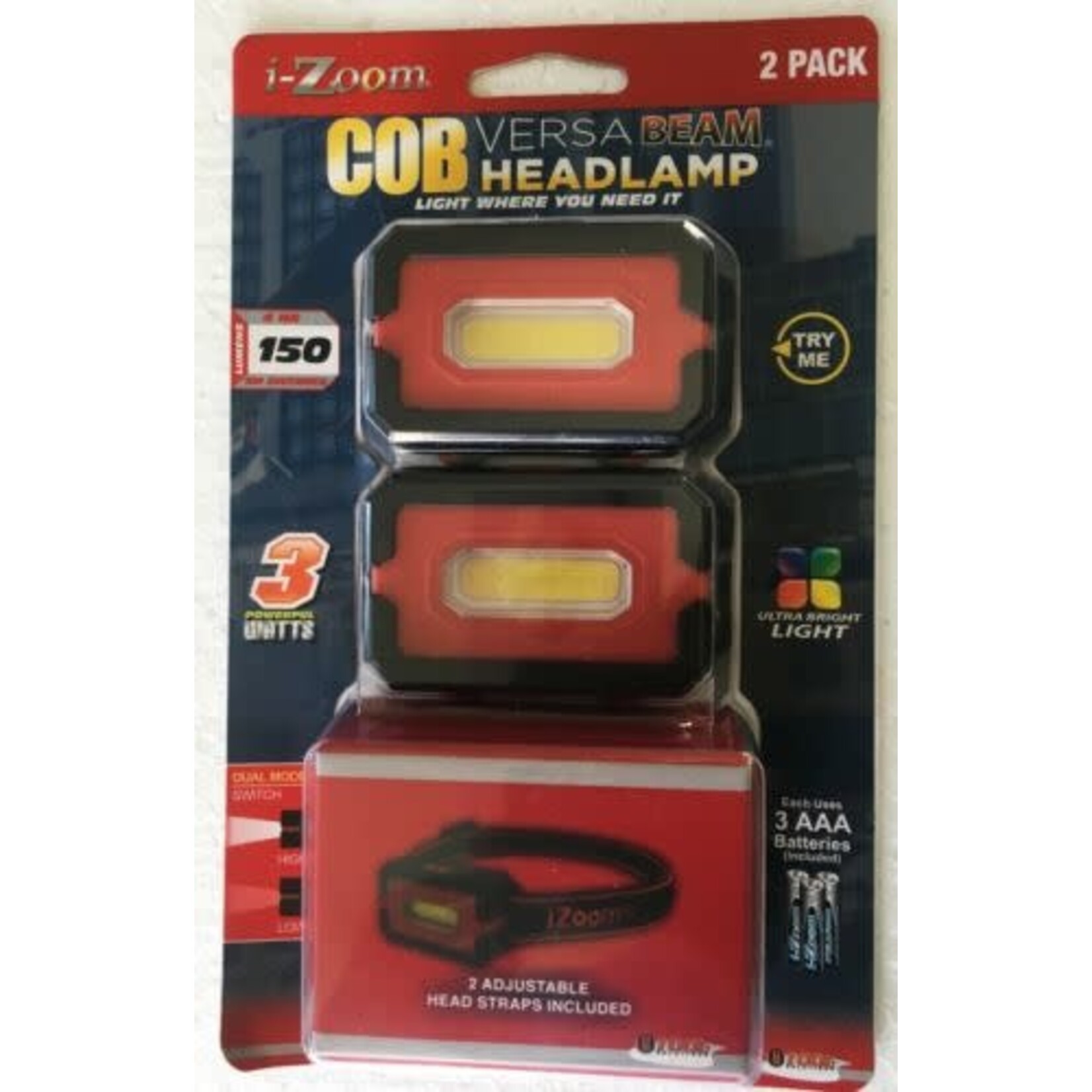 Versa Beam 150 Lumen COB LED Headlamp 2pk (FLCH215012)