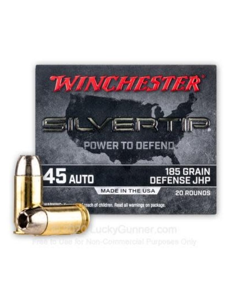 Winchester Winchester Silvertip 45 Auto 185gr Defense JHP 20rds (W45AST)